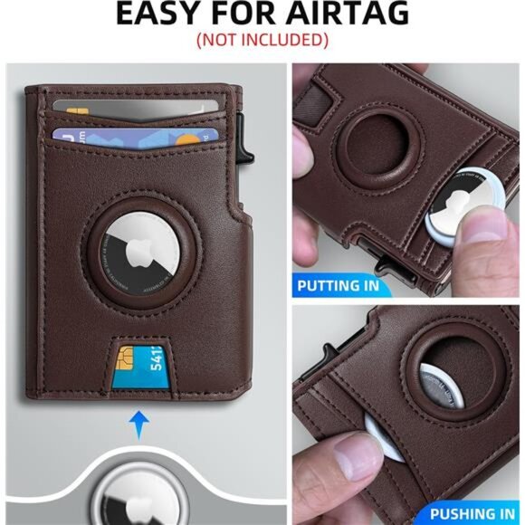 Airtag Wallet for Men,with Money Clip 10 Cards Metal Case Smart Slim Pop Up - Picture 4 of 7